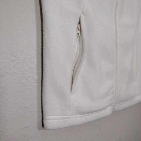 Fleece White Vest Columbia Benton Size M Zip Up Casual Cowl neck Pockets - Picture 8 of 14